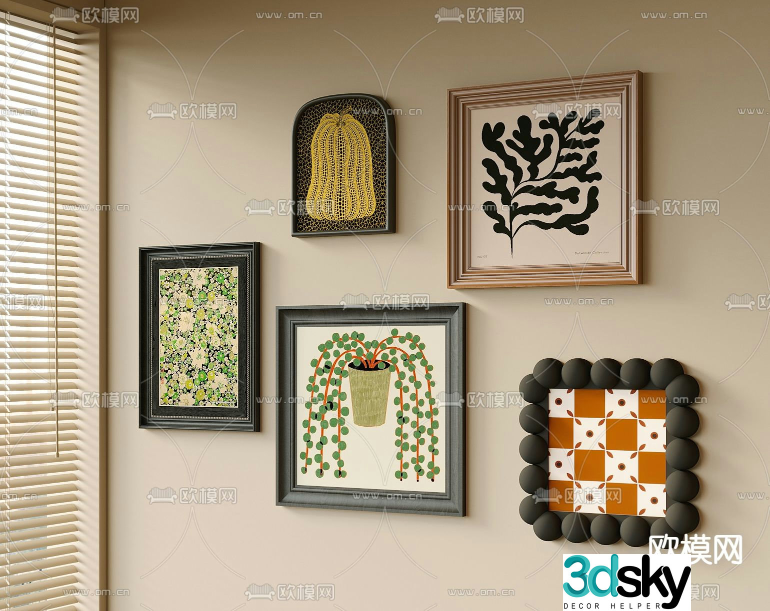 Middle-aged decorative paintings hanging paintings 3D model