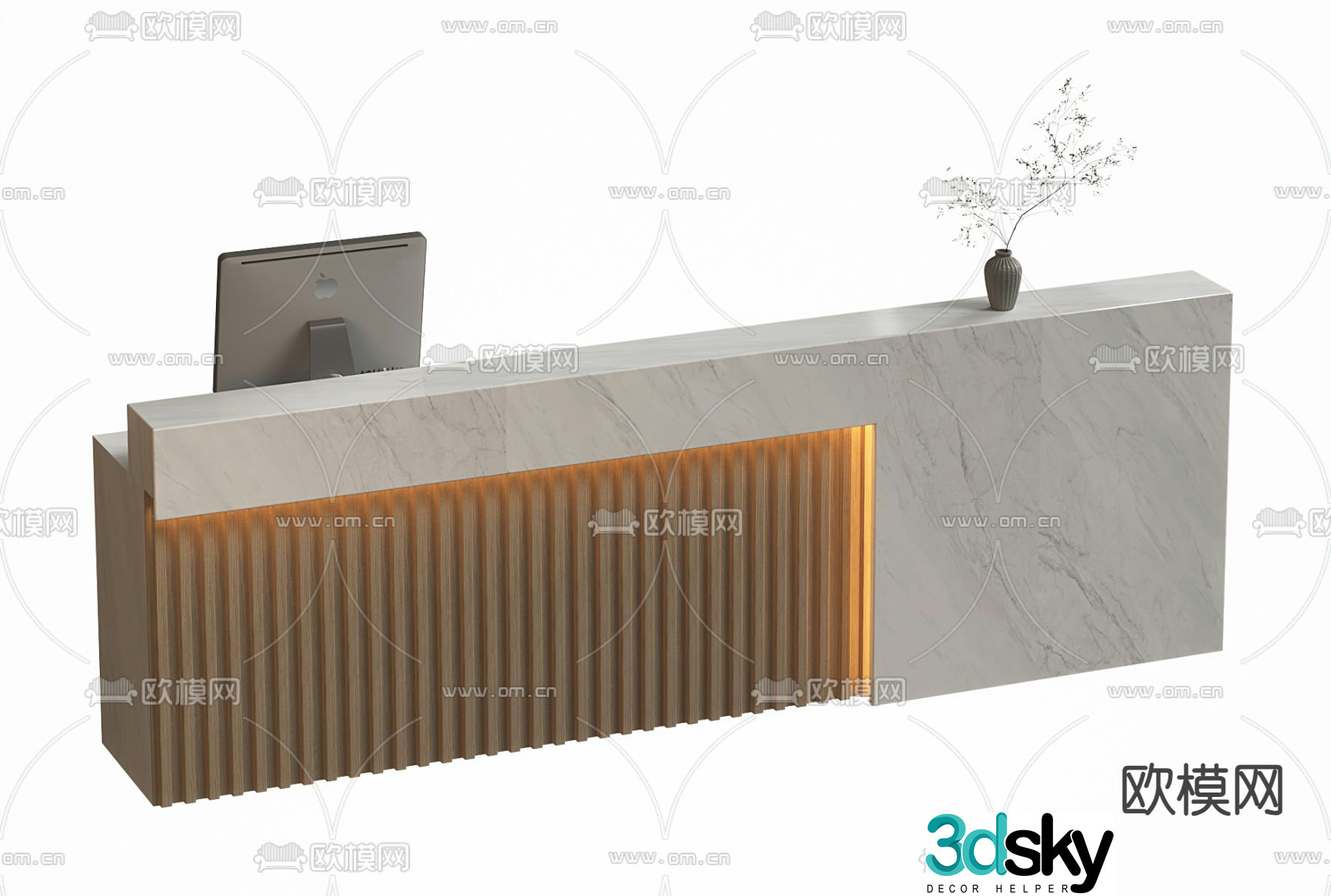 Modern reception desk front desk 3d model