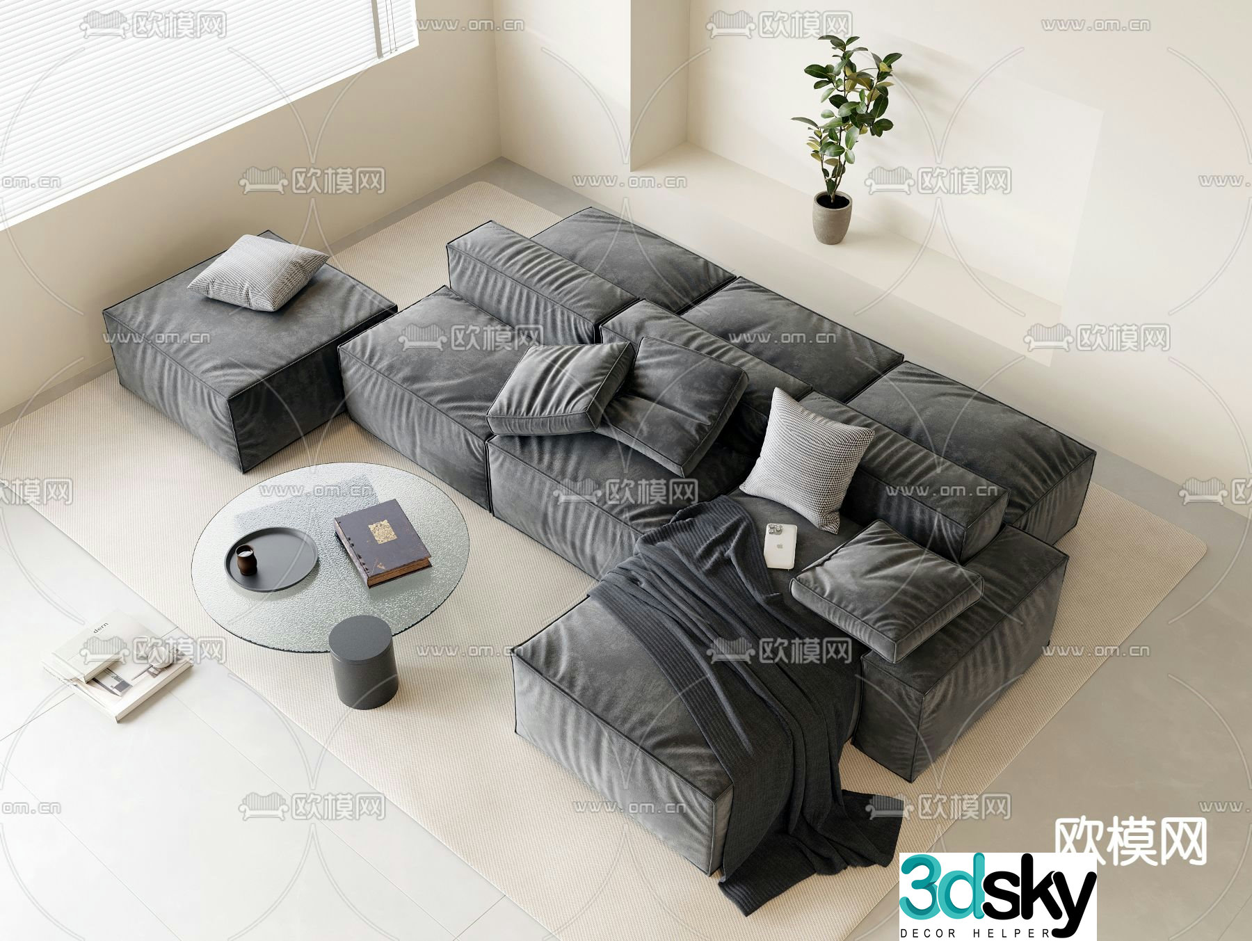 Tofu block sofa 3d model