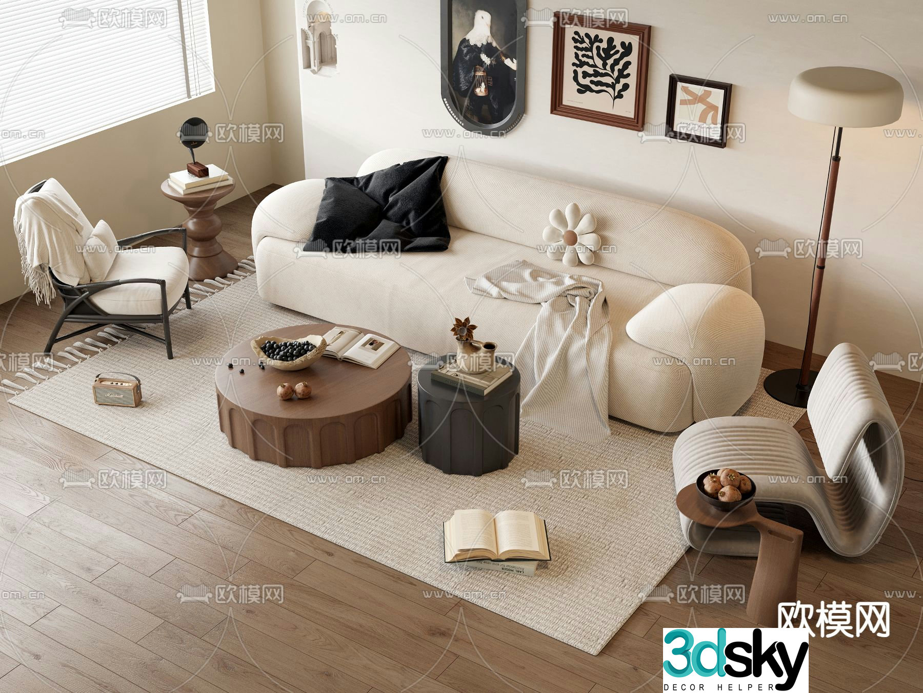 Medieval style modular sofa 3D model