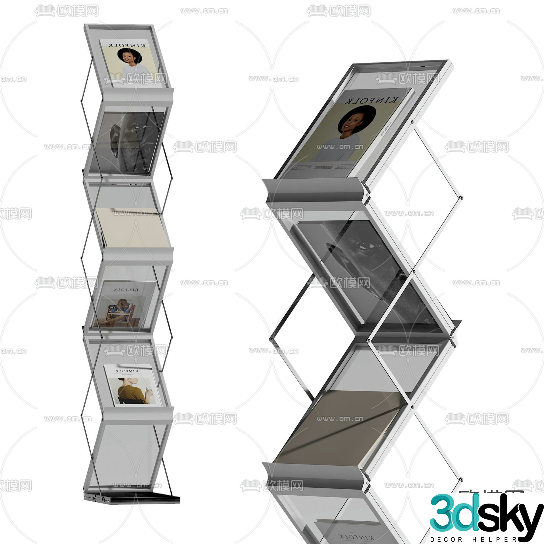 Modern bookshelf 3d model