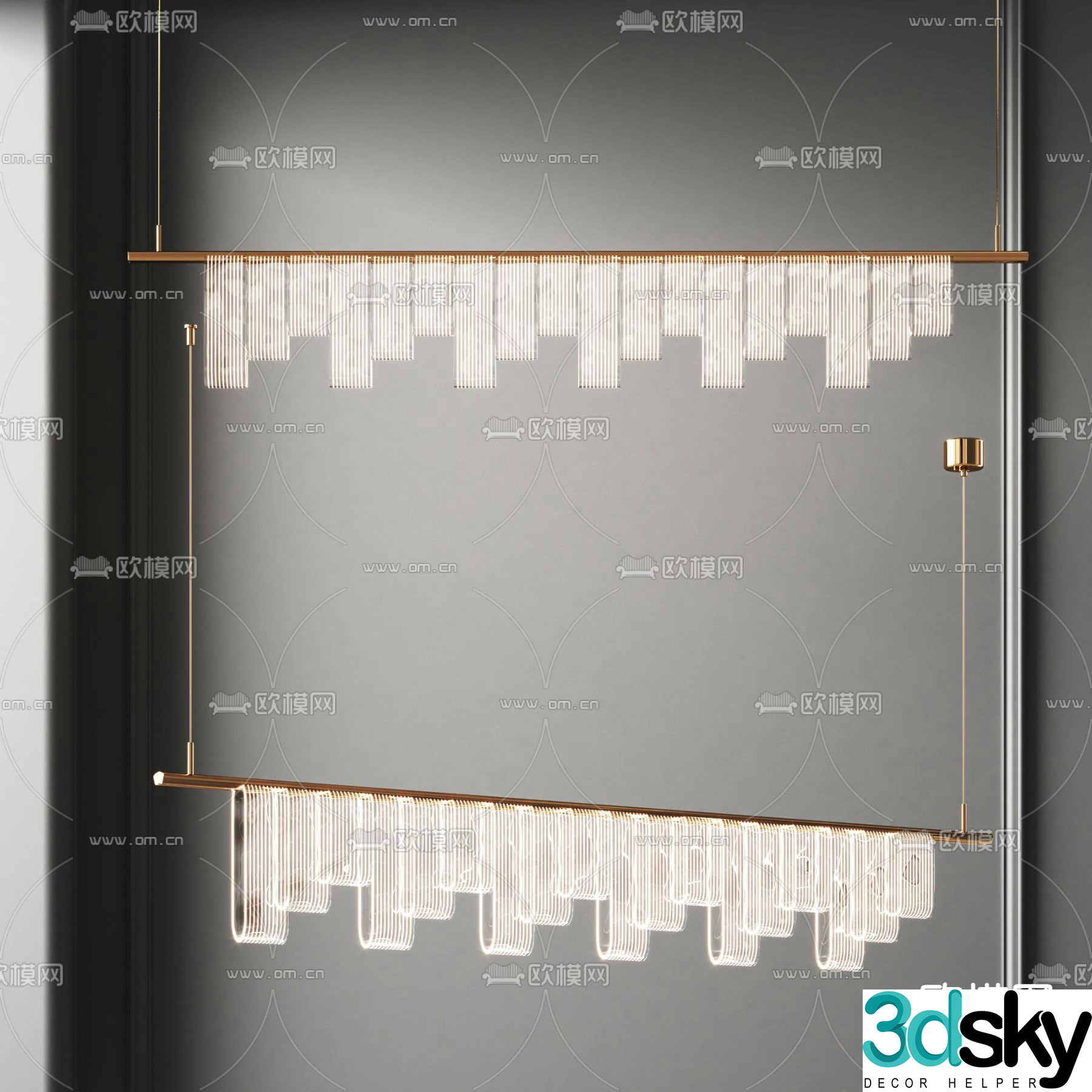 Art chandelier Long chandelier 3d model