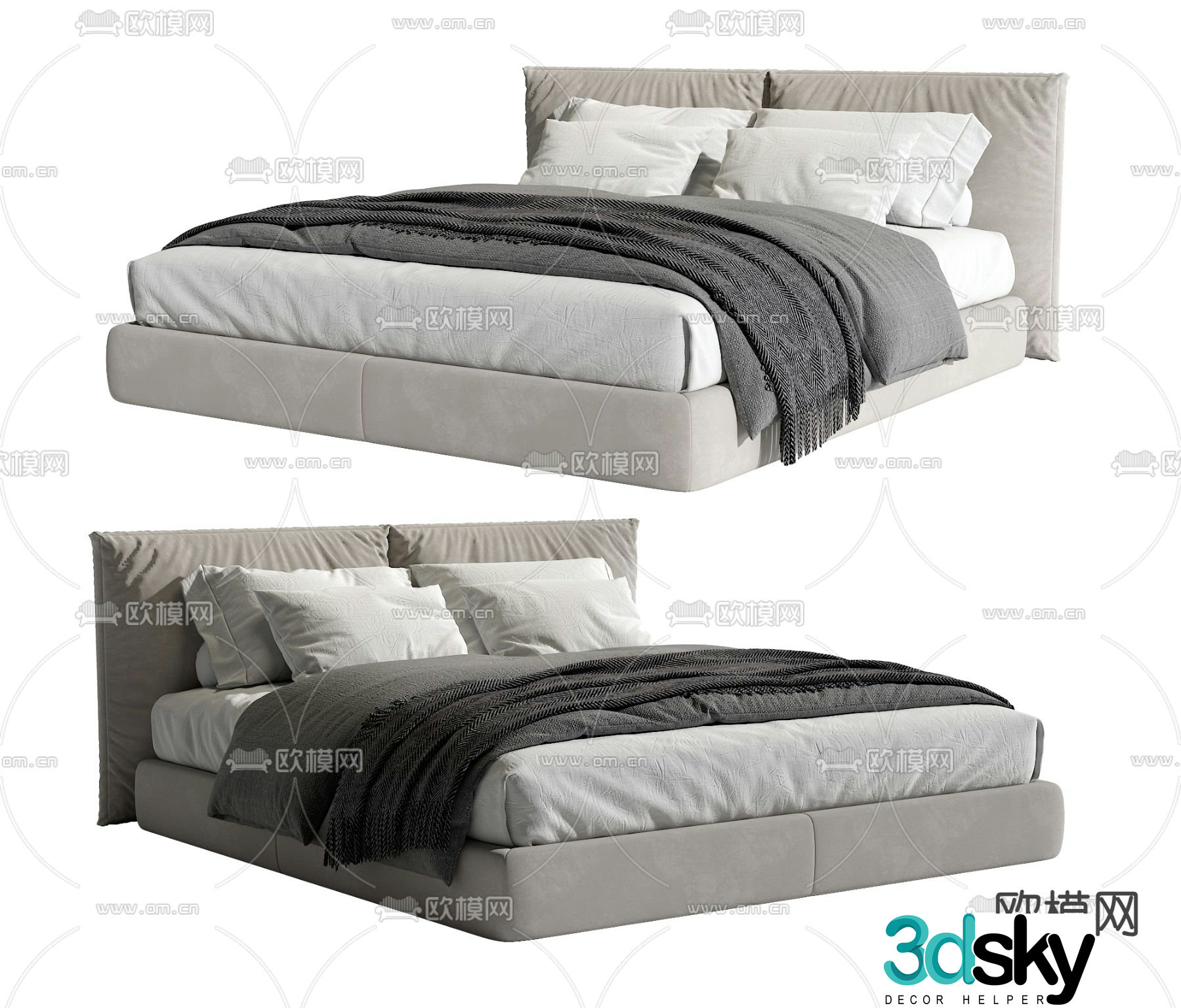 Modern double bed 3d model