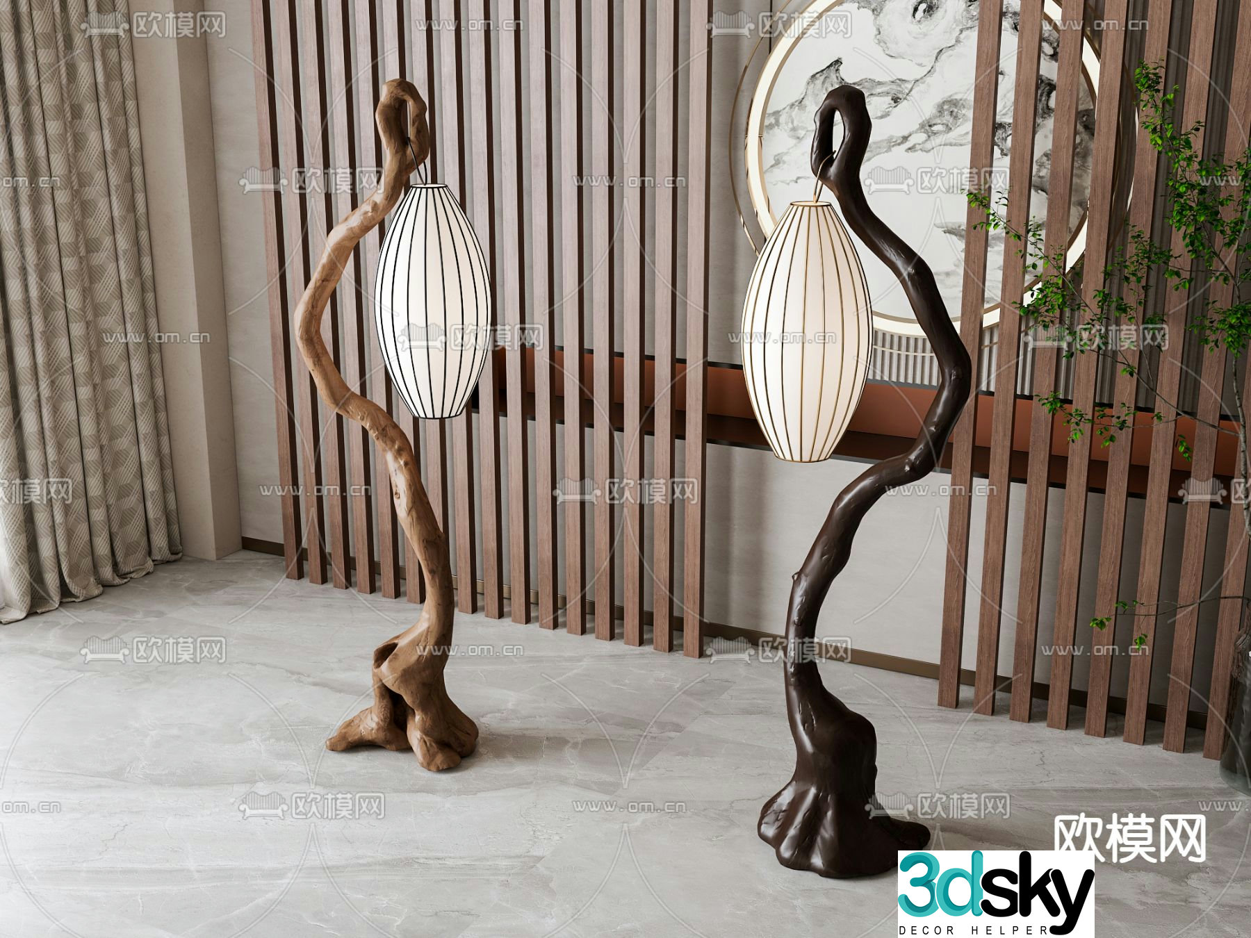 New Chinese style floor lamp 3d model
