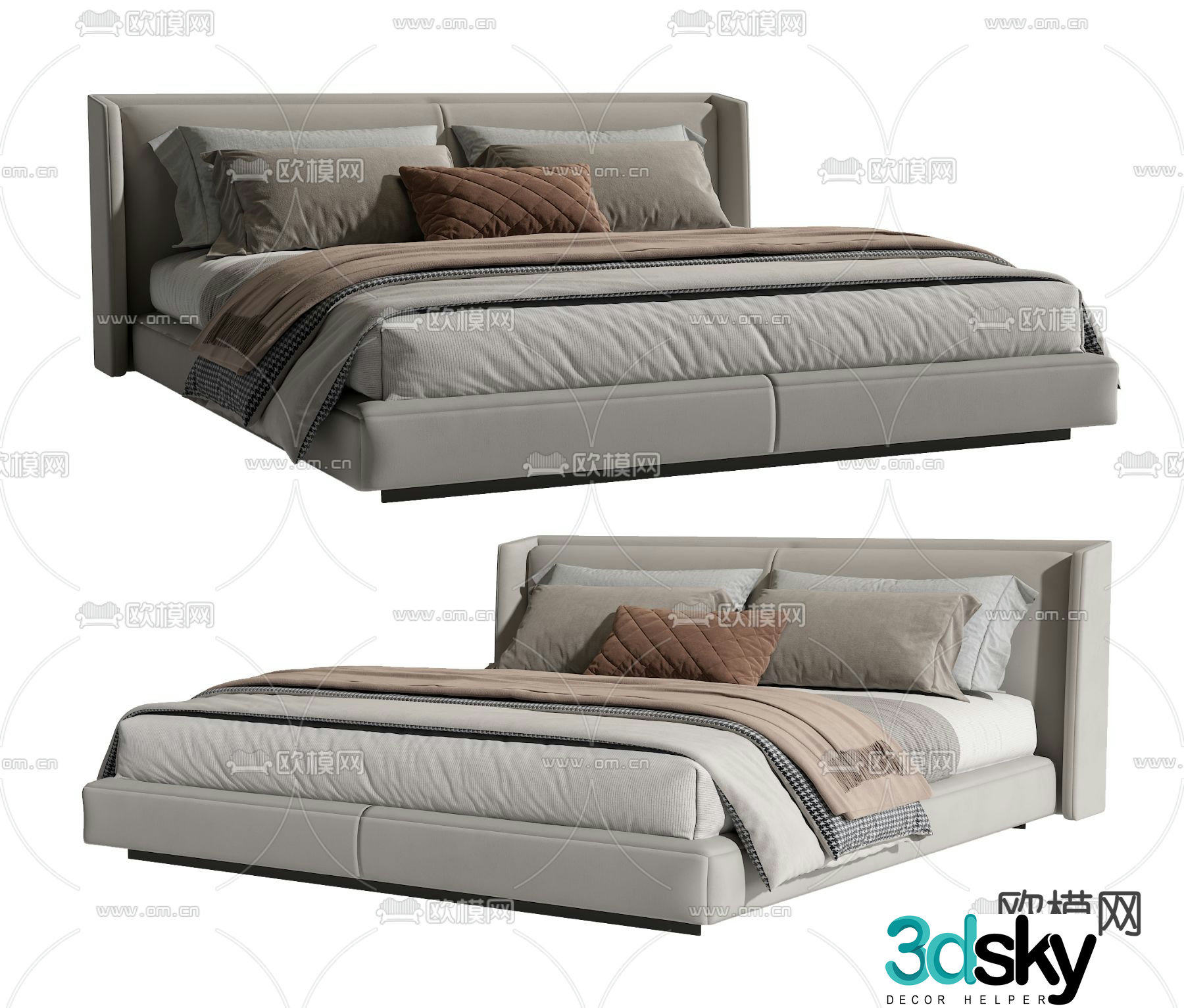 Modern double bed 3d model