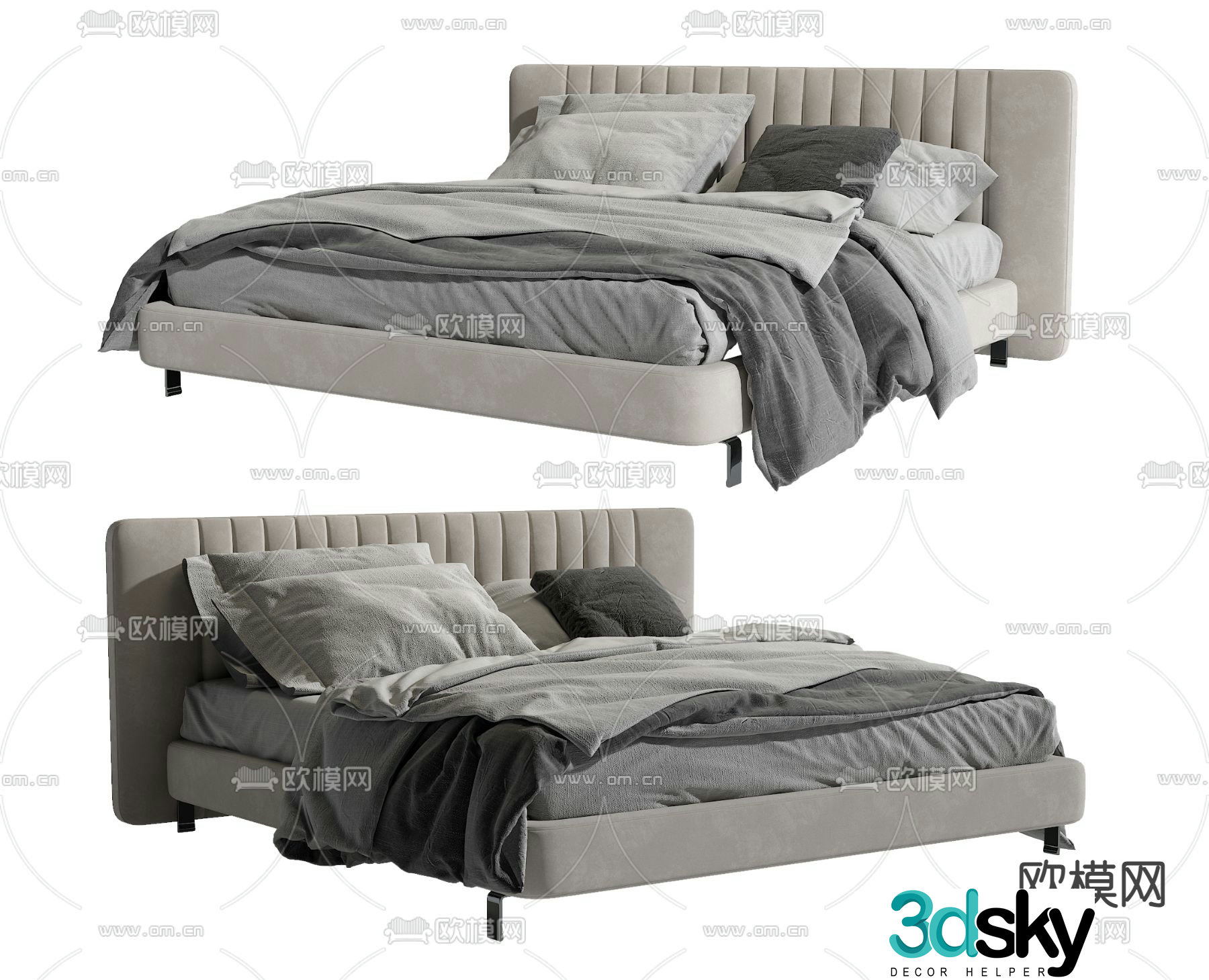 Modern double bed 3d model