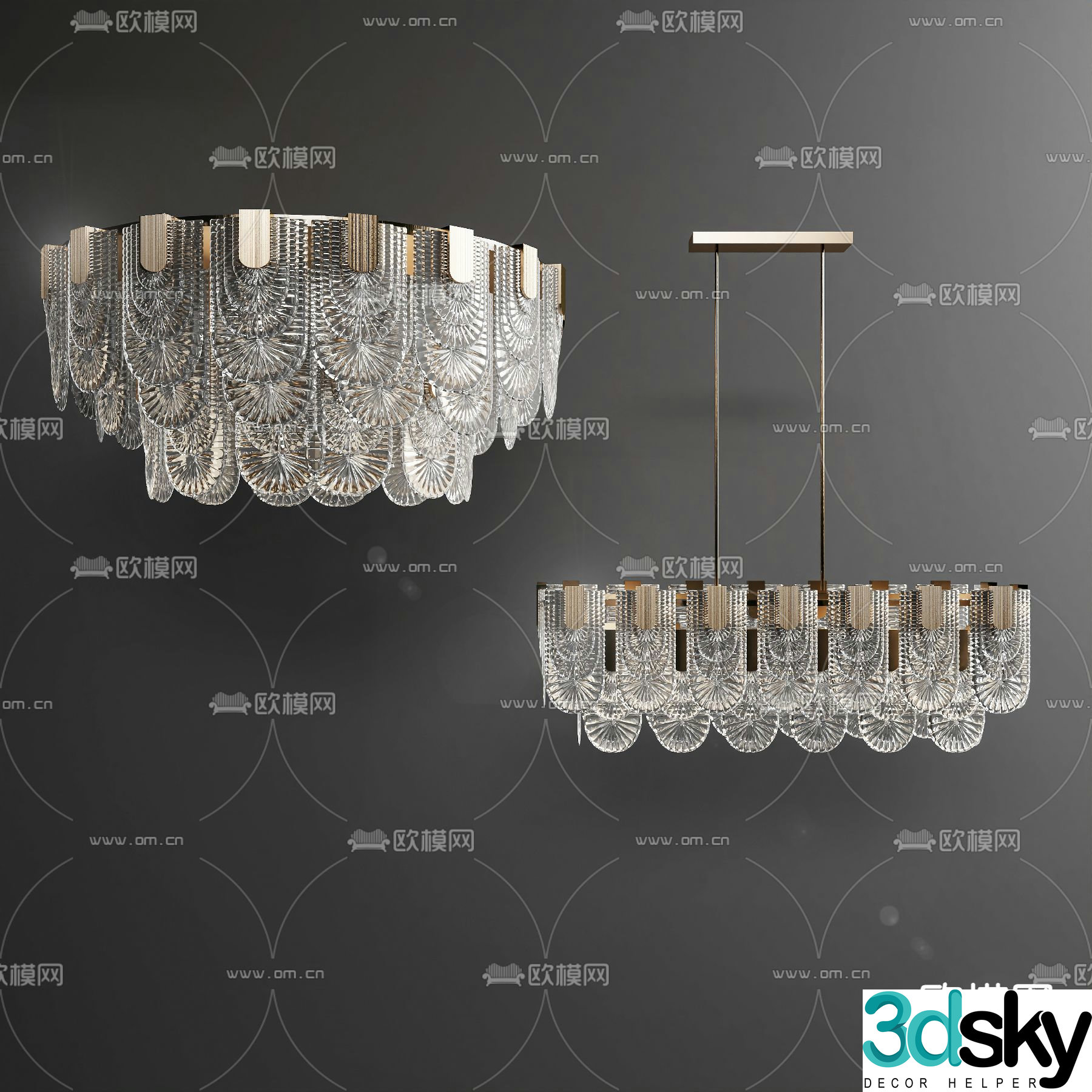 Light luxury chandelier crystal chandelier 3d model
