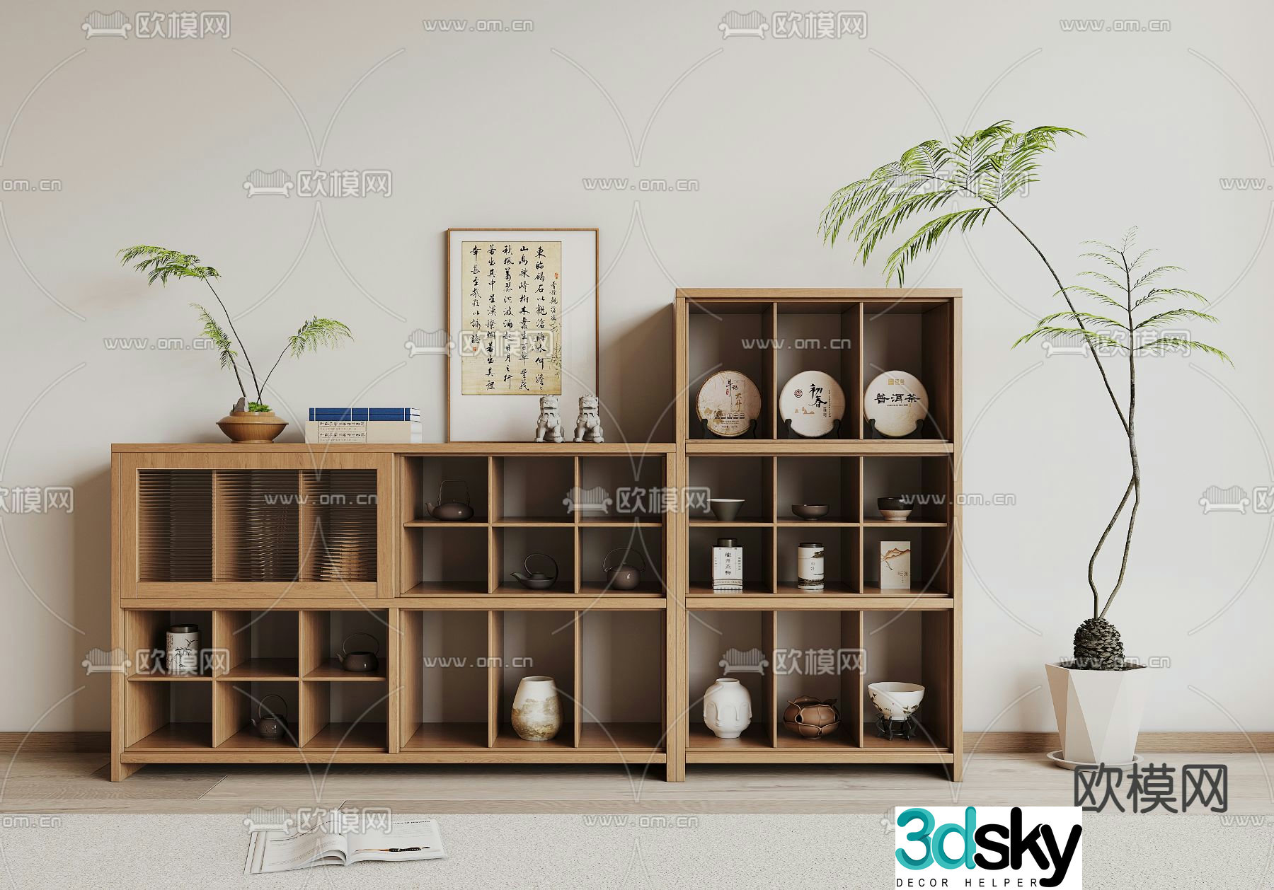 New Chinese style storage rack tea rack tea cabinet 3d model