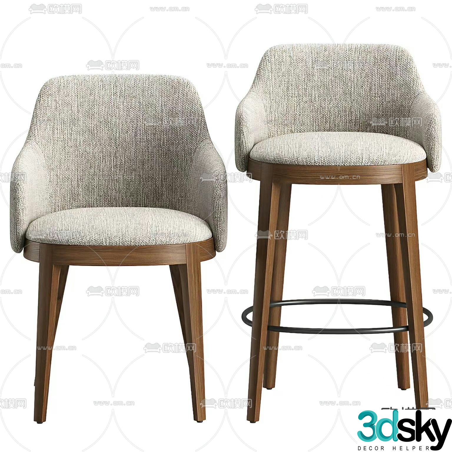 Sunday modern chair dining chair bar chair high stool 3d model