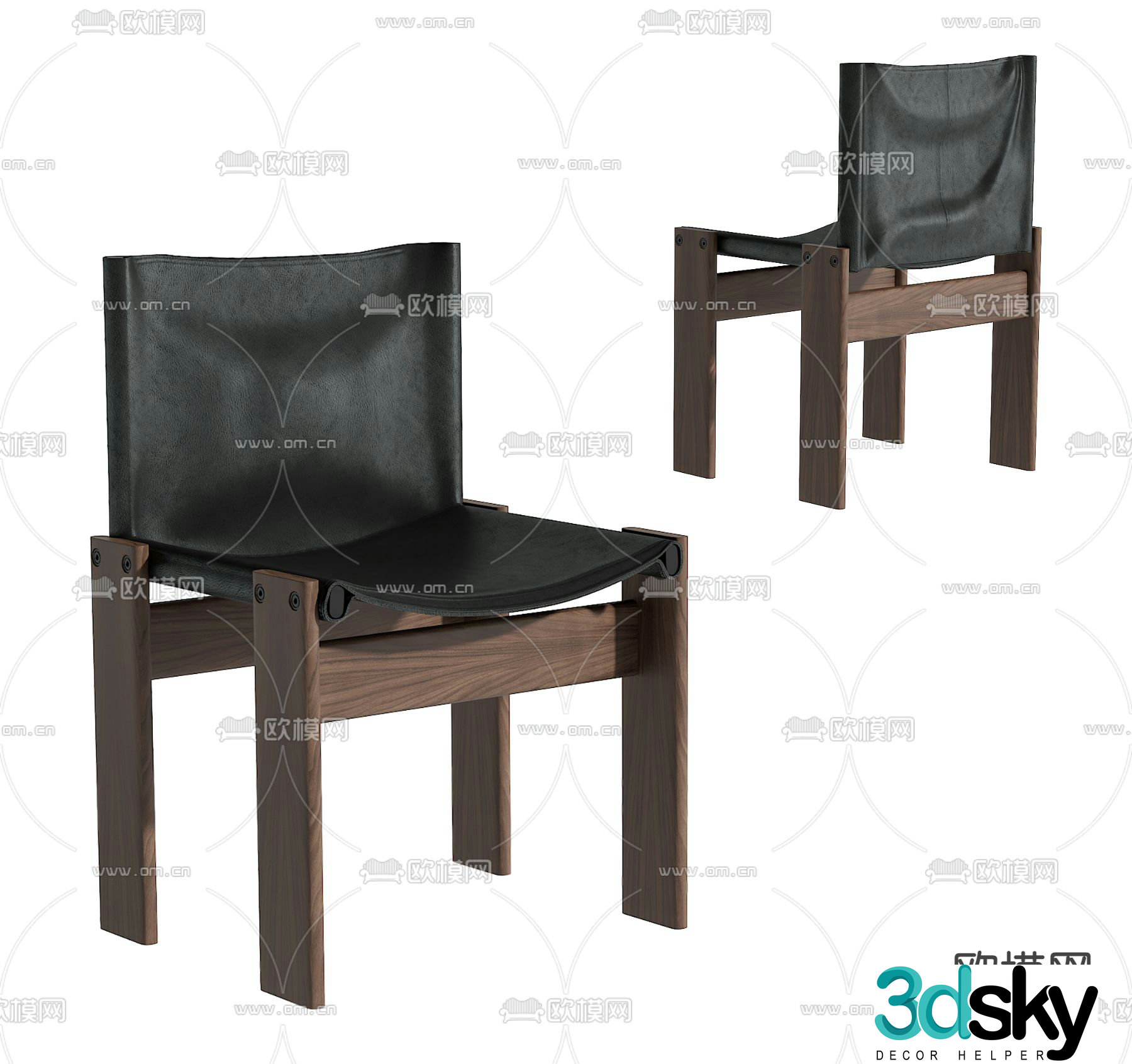 Medieval style chair leather chair single chair 3d model