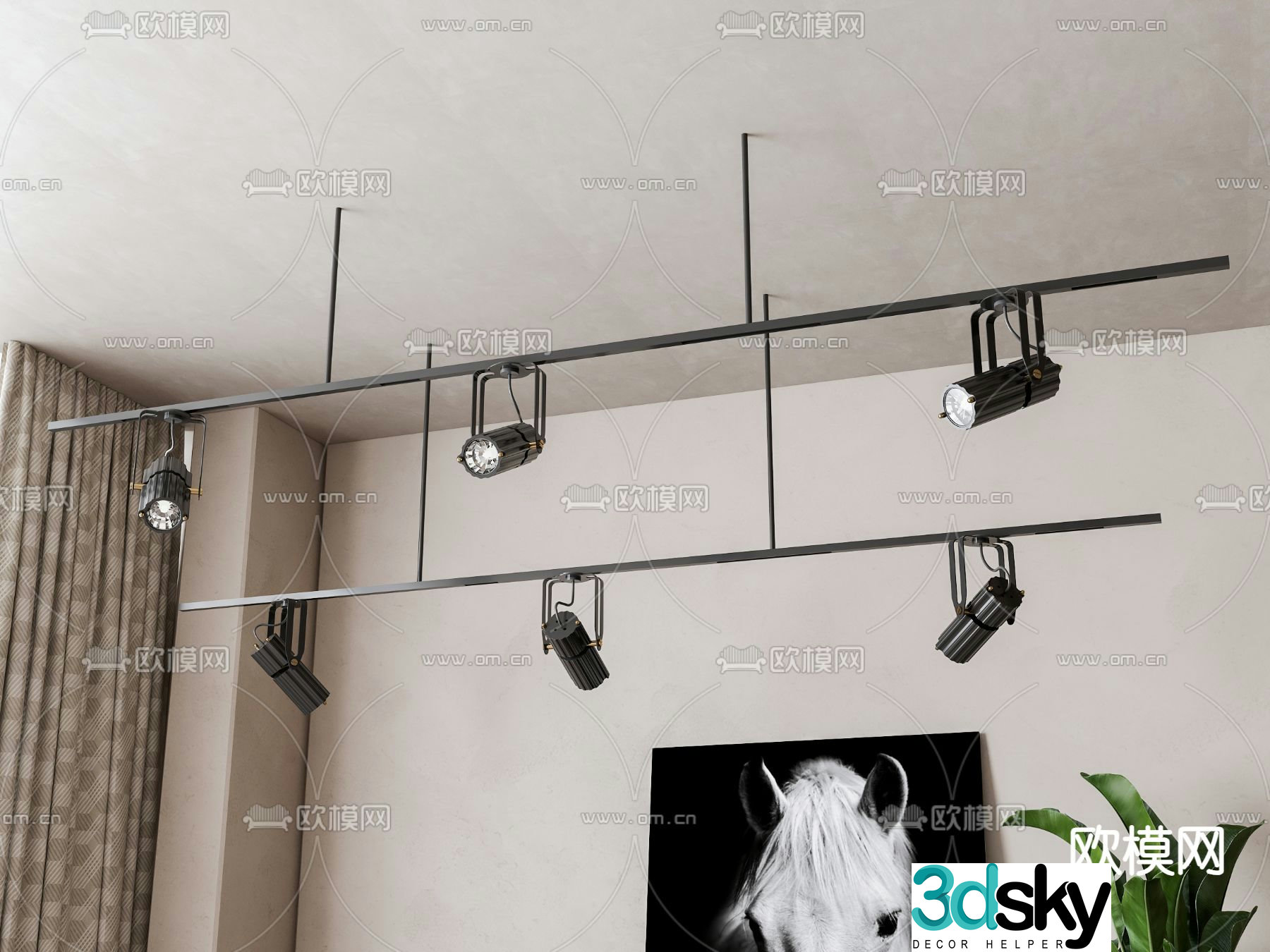 Mobile spotlight track spotlight 3d model