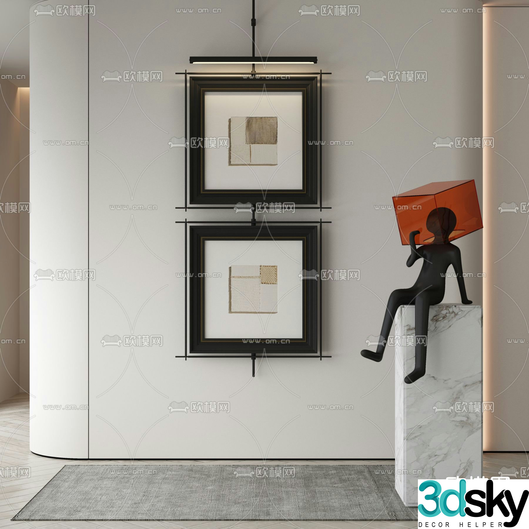 Modern decorative painting Combination painting Hanging painting 3D model