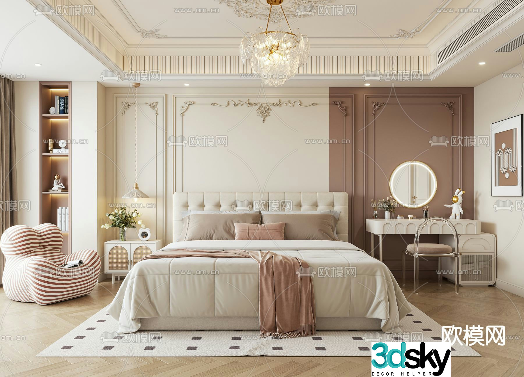 French bedroom master bedroom master room 3d model