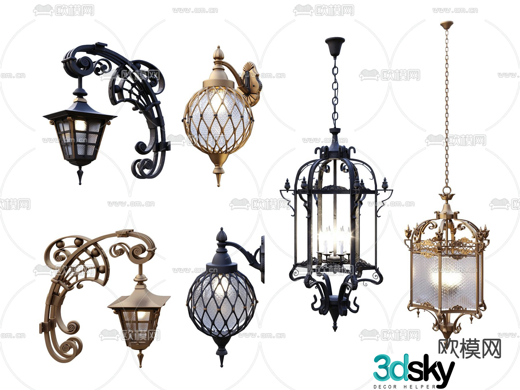 European wall lamp outdoor lamp bird cage lamp 3d model