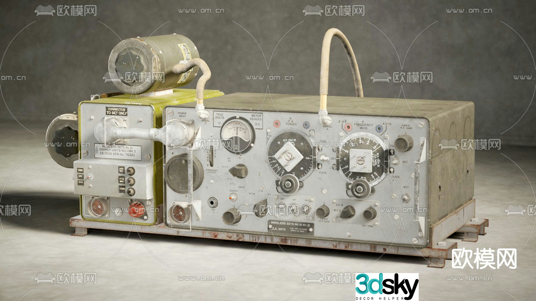Wireless telegraphy receiver transmitter military equipment 3d model