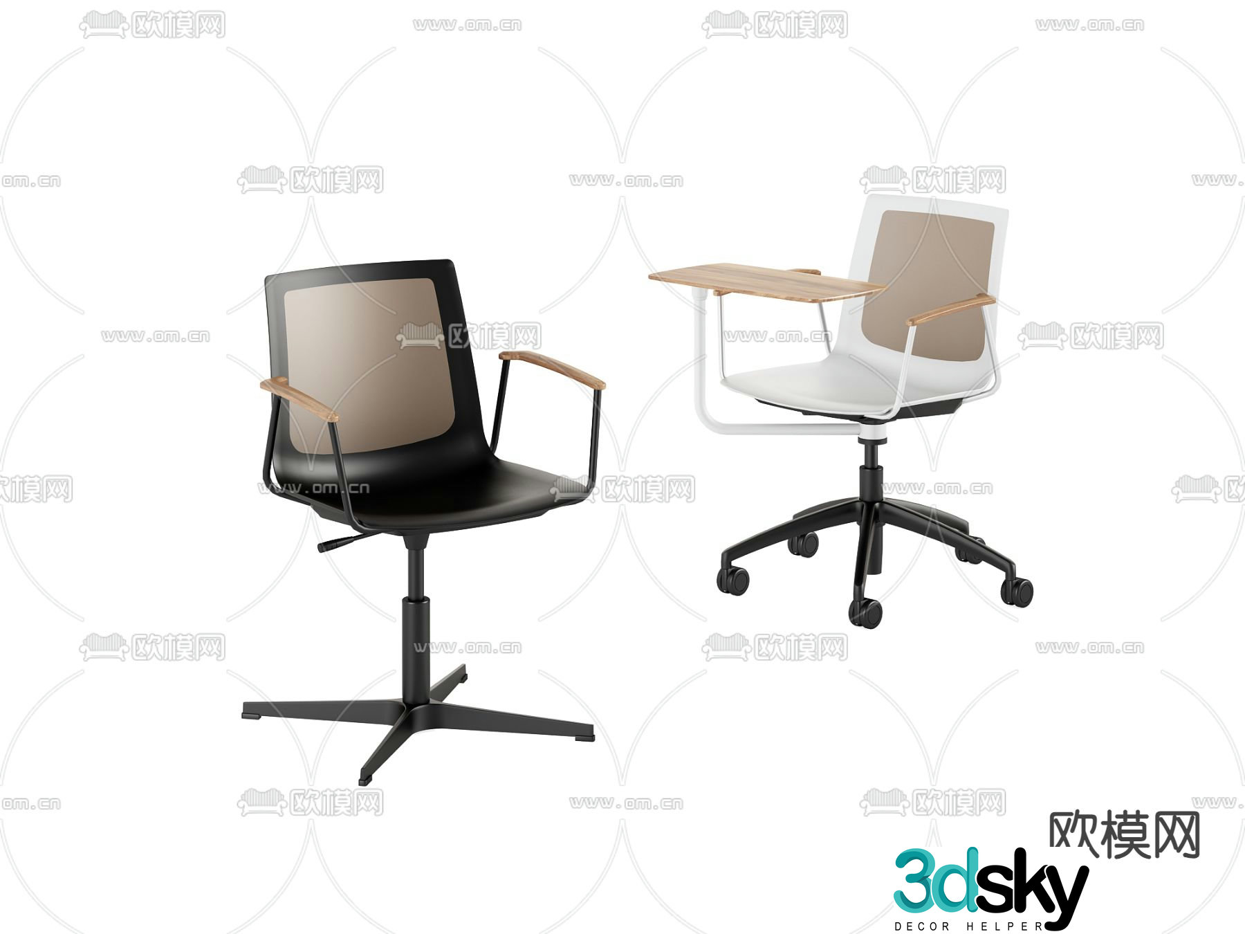 Office chair class chair training chair 3d model