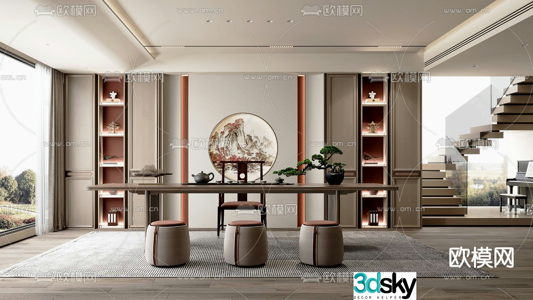 New Chinese tea room 3D model