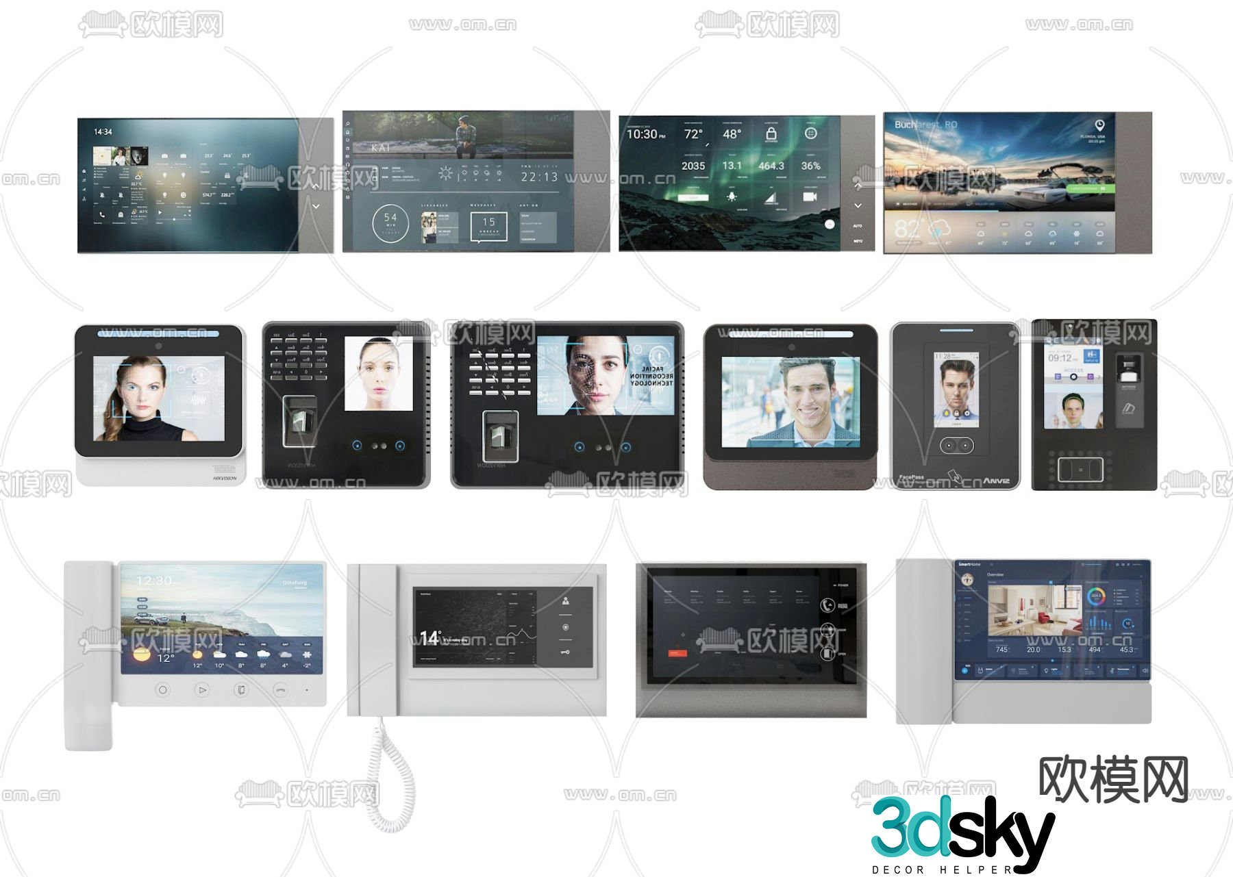 Fingerprint machine, face recognition machine, face machine, clock card machine, video doorbell 3D model
