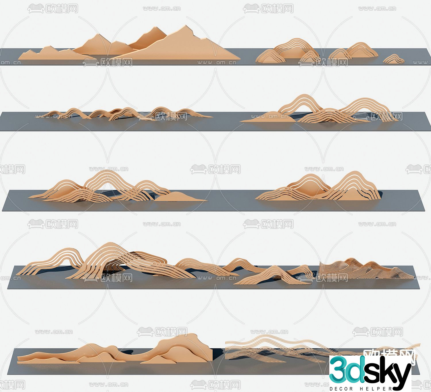 New Chinese style rockery rockery schist stone 3D model