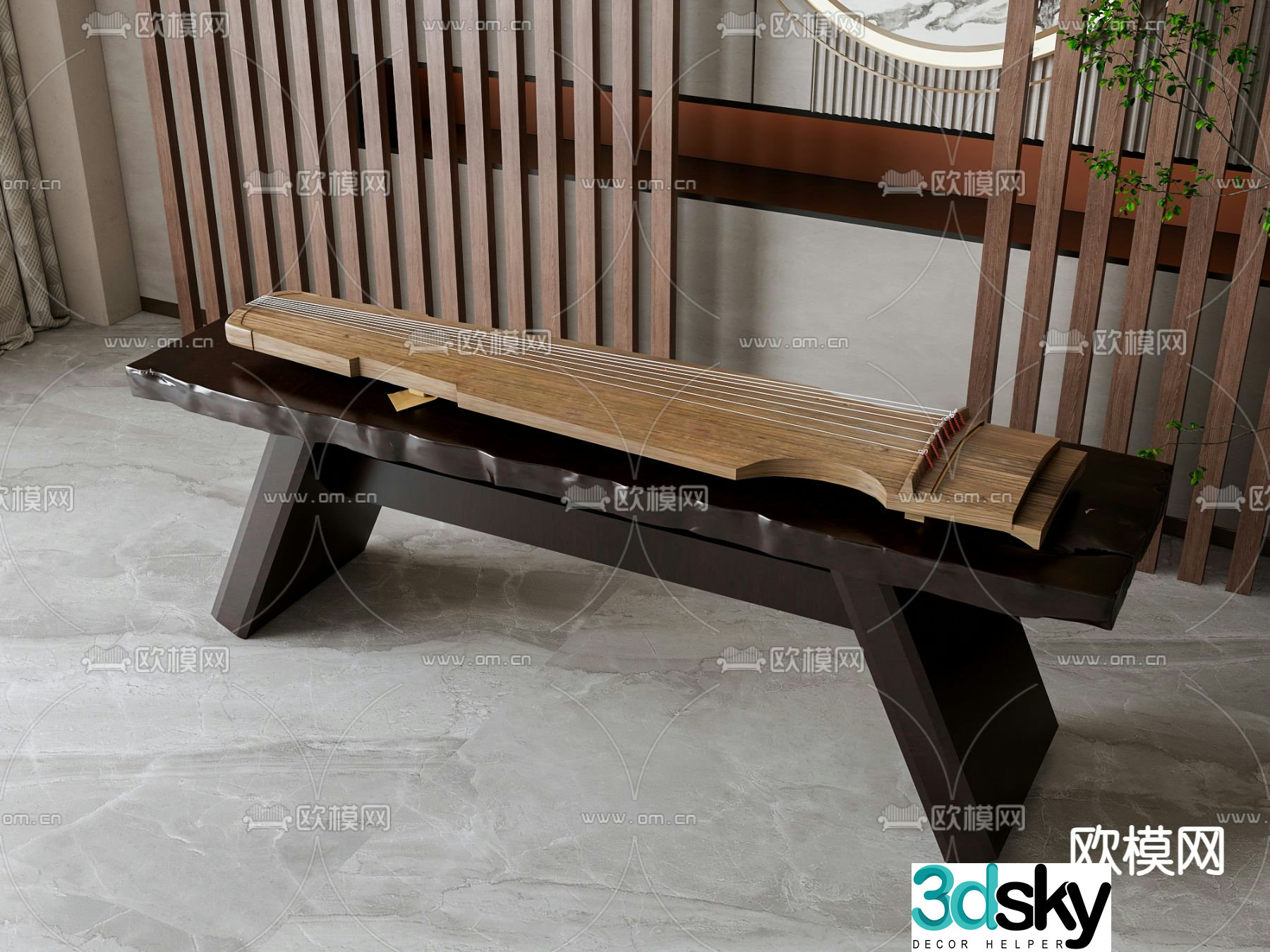 New Chinese guzheng 3d model