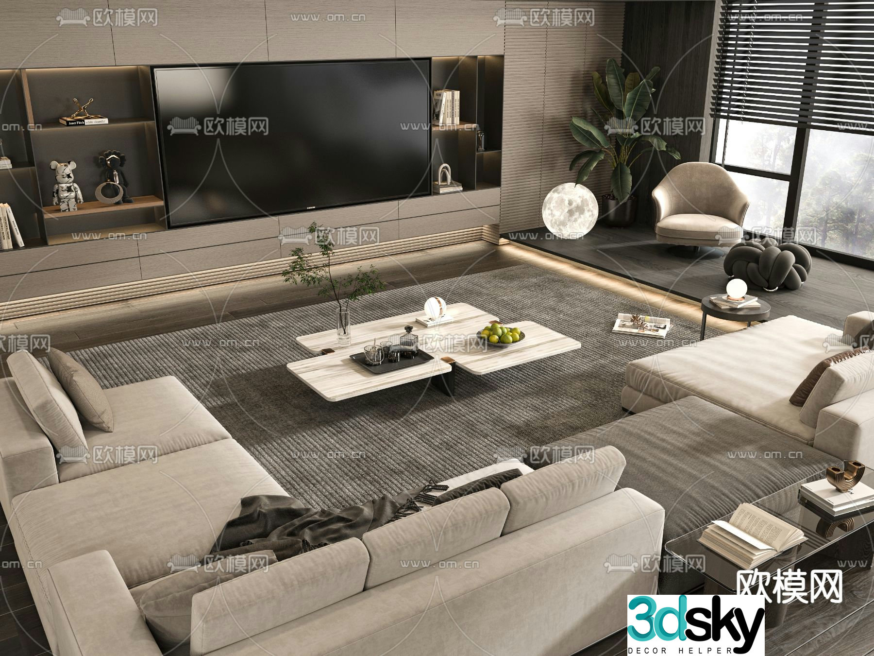 Modern sectional sofa 3d model