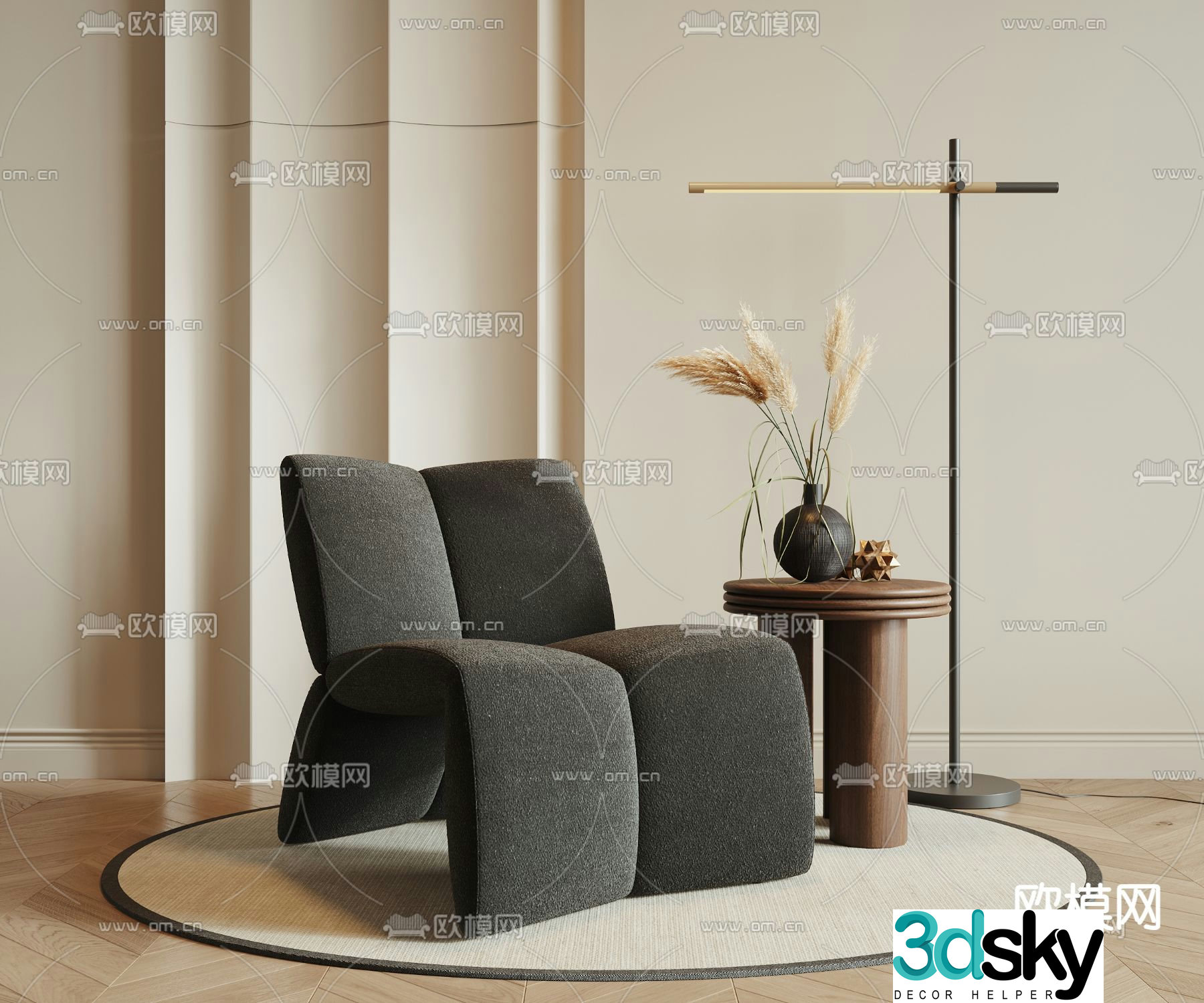 Medieval style chair leisure chair 3d model