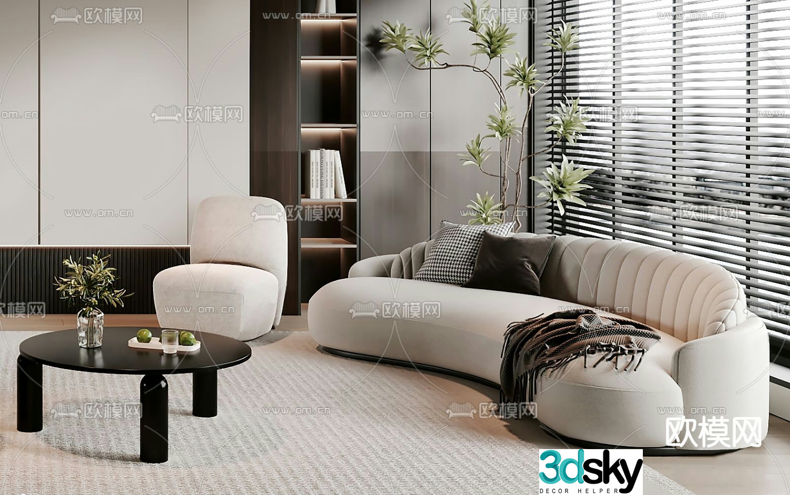 Cream style sofa modular sofa curved sofa 3d model