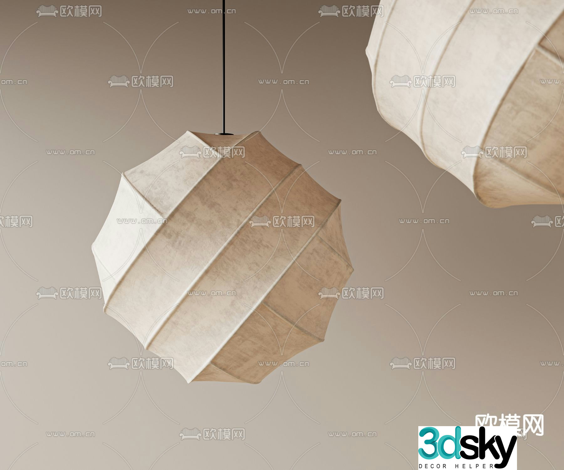 Medieval style chandelier paper chandelier lantern 3d model