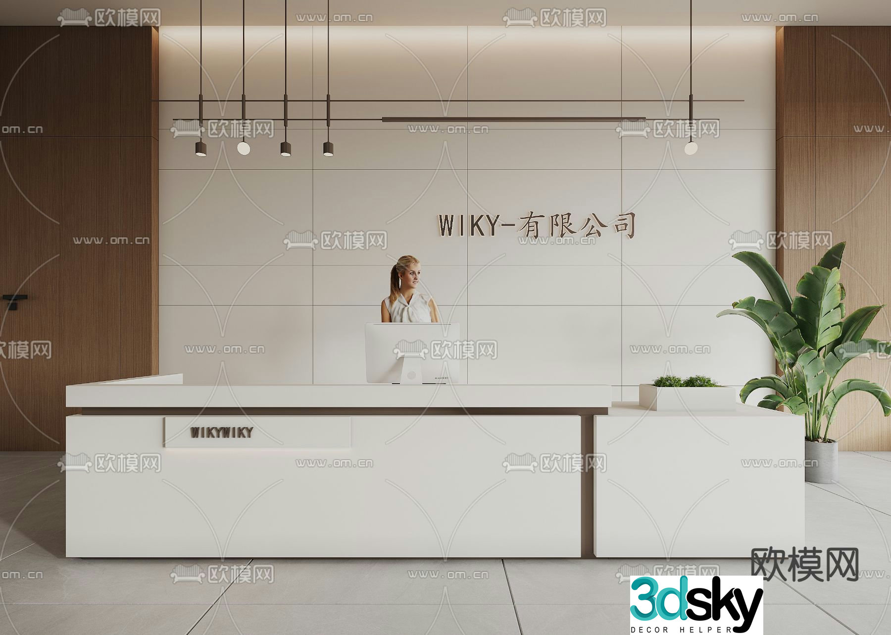 Front desk service desk reception hall information desk 3d model