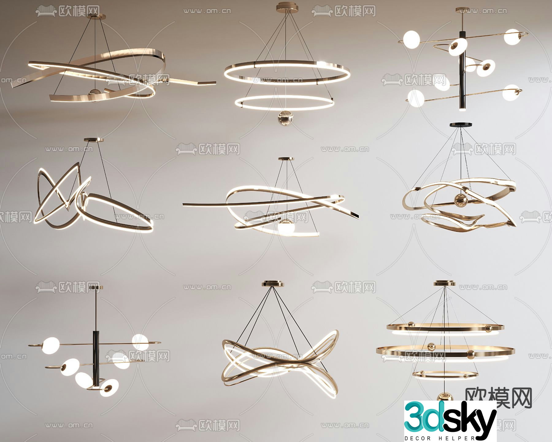 Hall chandelier ring chandelier 3d model