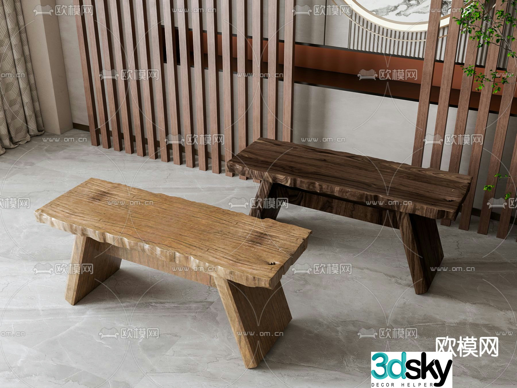 New Chinese Wooden Stool Bar Stool Stool 3D Model