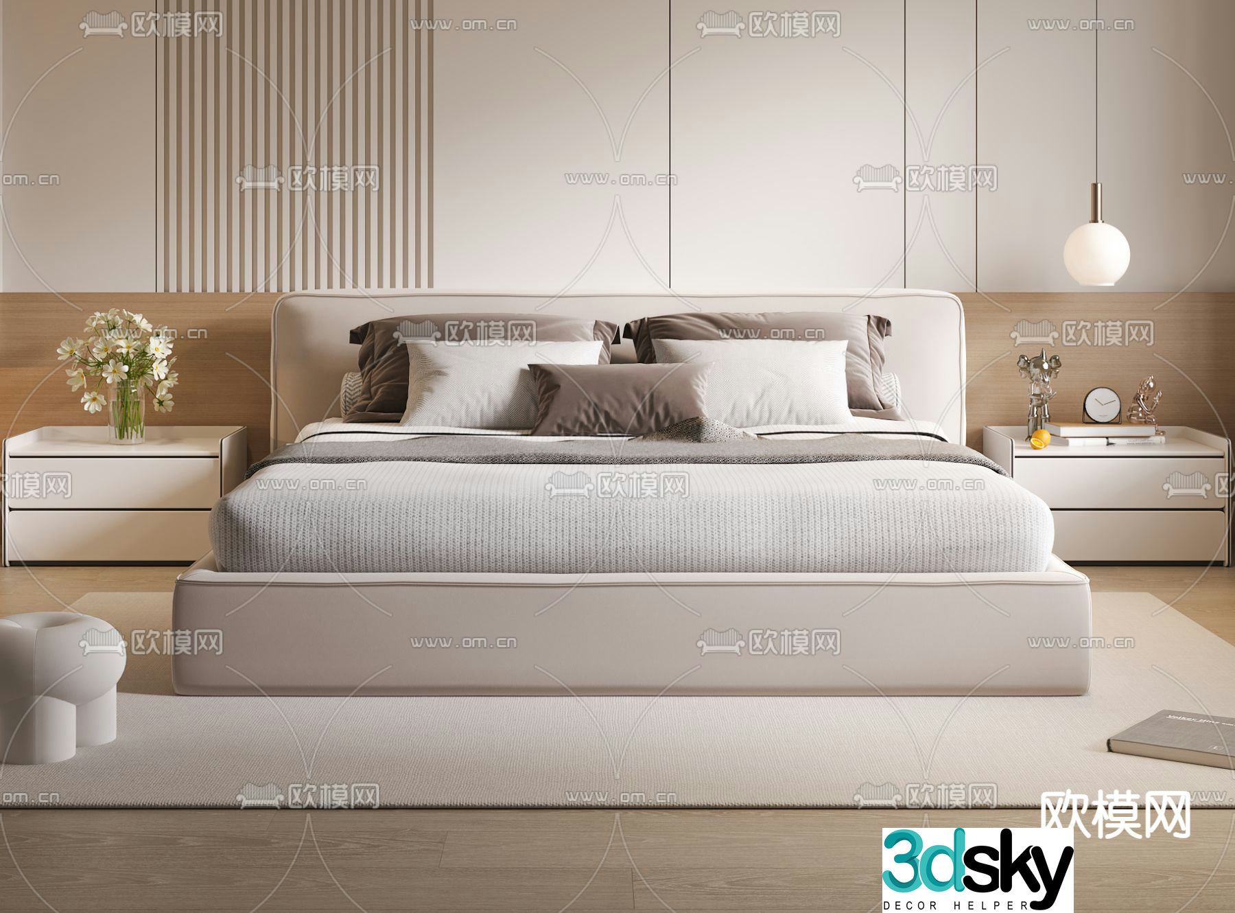 Modern double bed 3d model