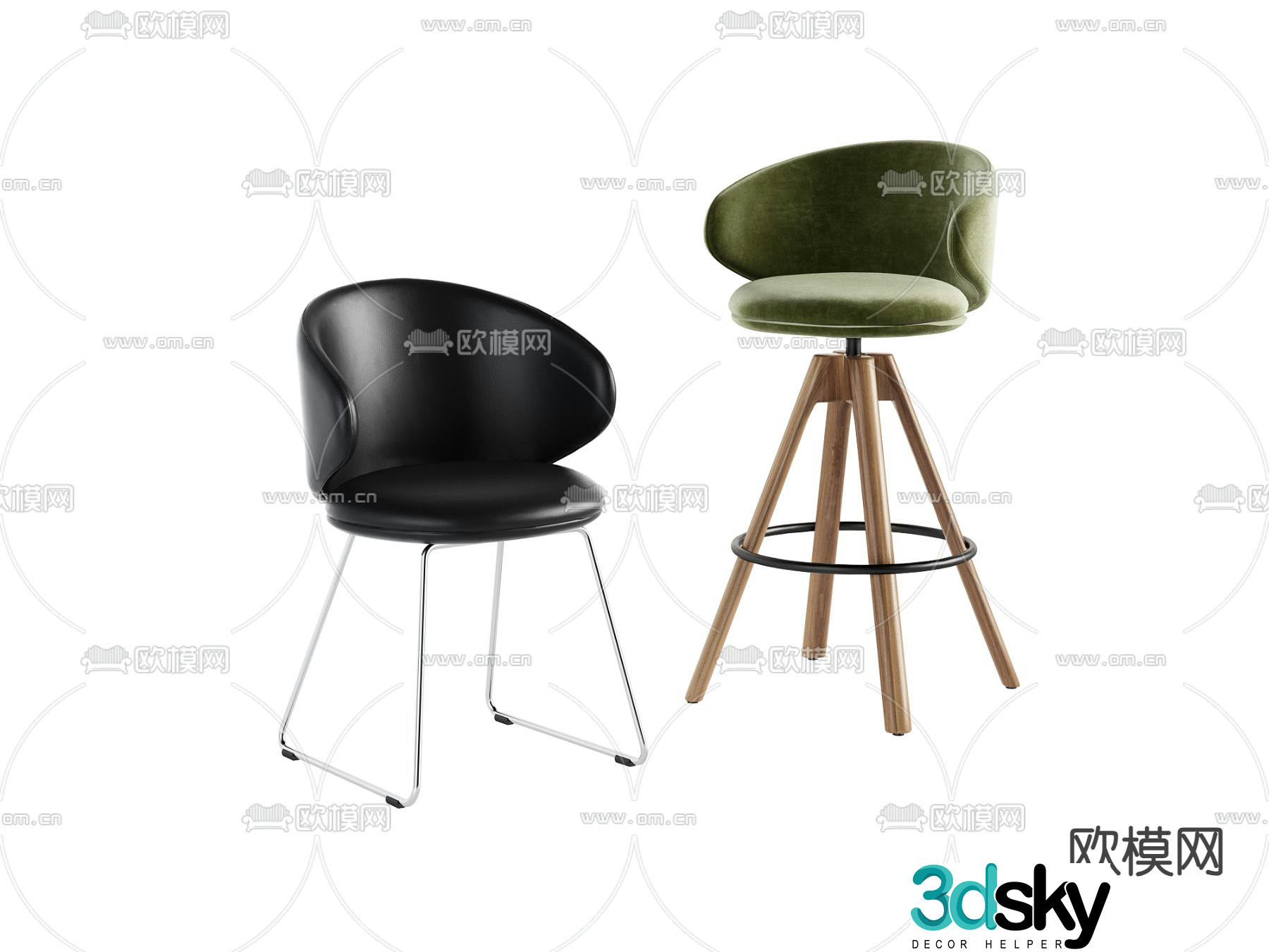 Leisure chair armchair bar chair 3d model