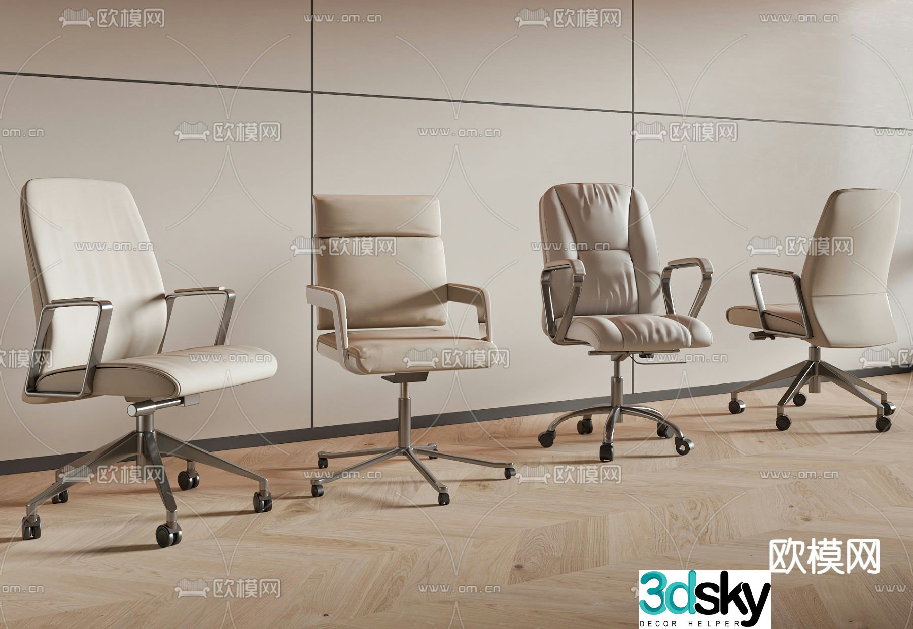 Modern office chair swivel chair staff chair 3d model