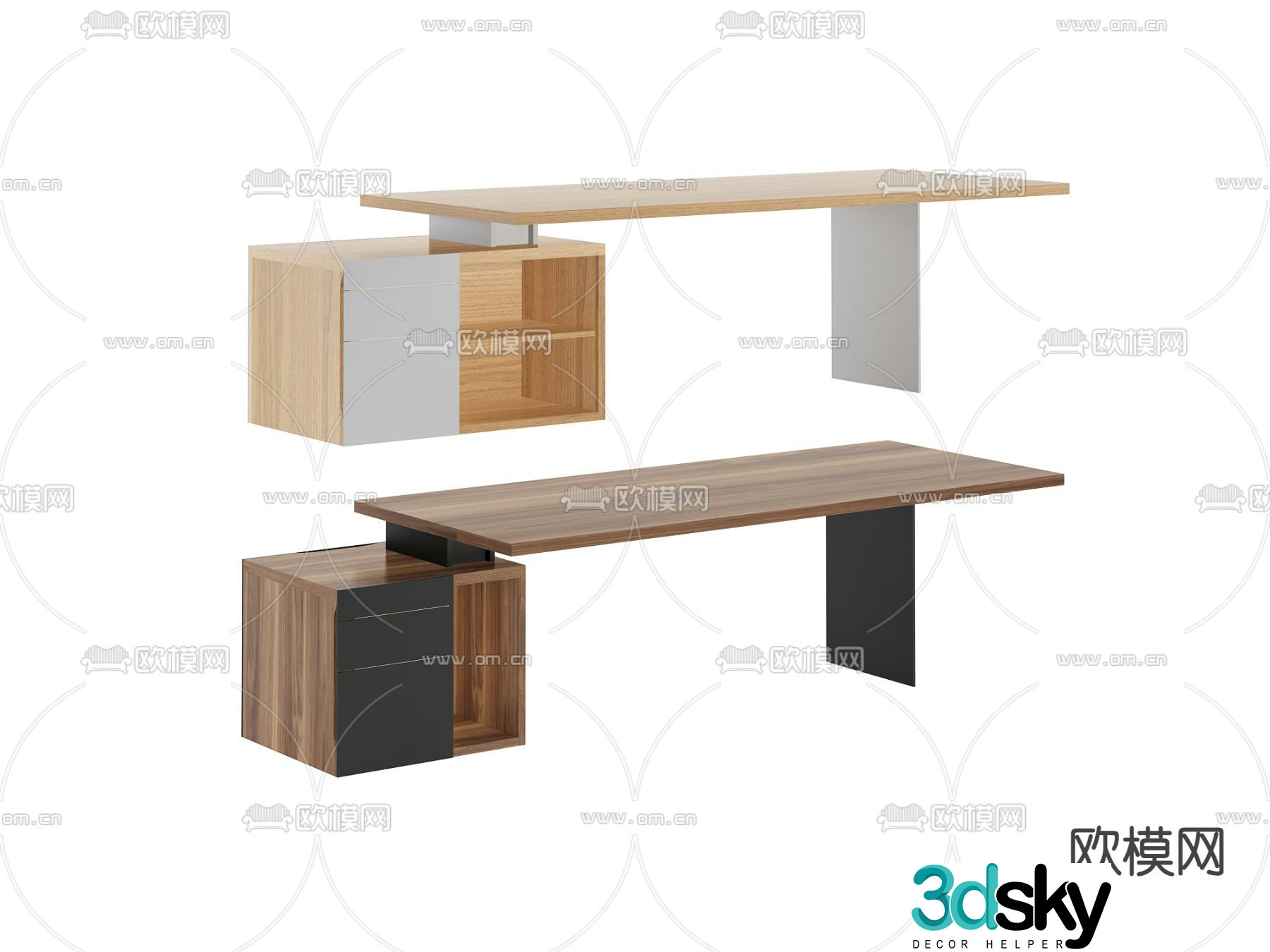 Modern office desk desk 3d model