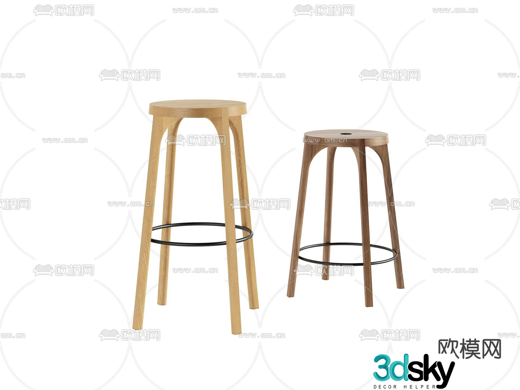 Modern bar stool round stool bar chair 3d model