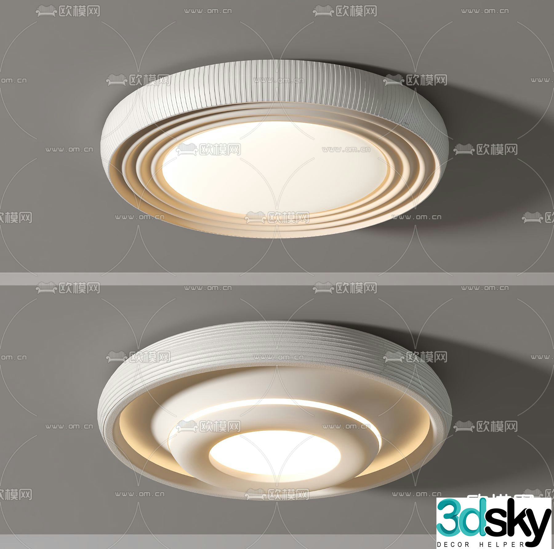 Cream style ceiling lamp round bedroom lamp 3d model