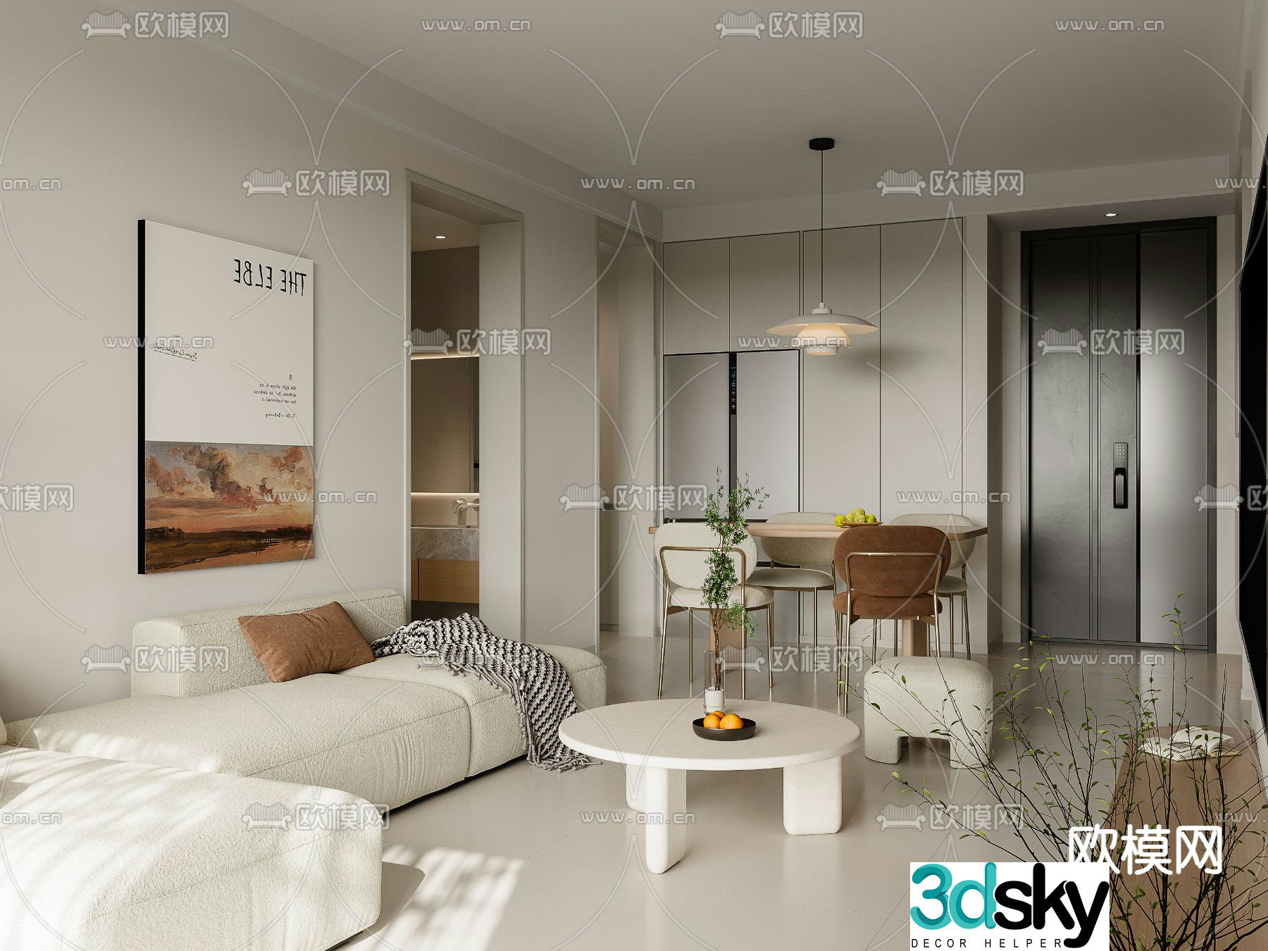 Creamy Style Restaurant 3D Model