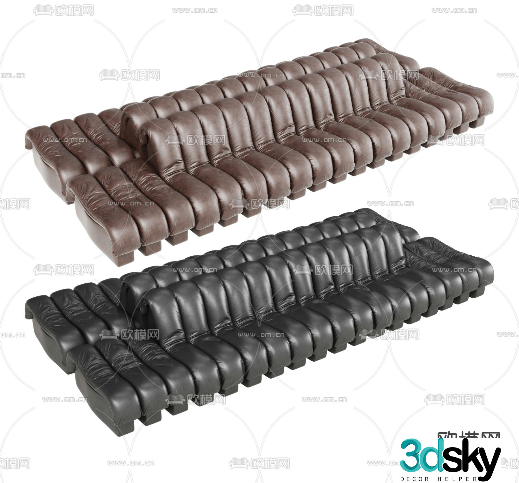 Office Sofa Public Sofa Double Back Sofa 3D Model