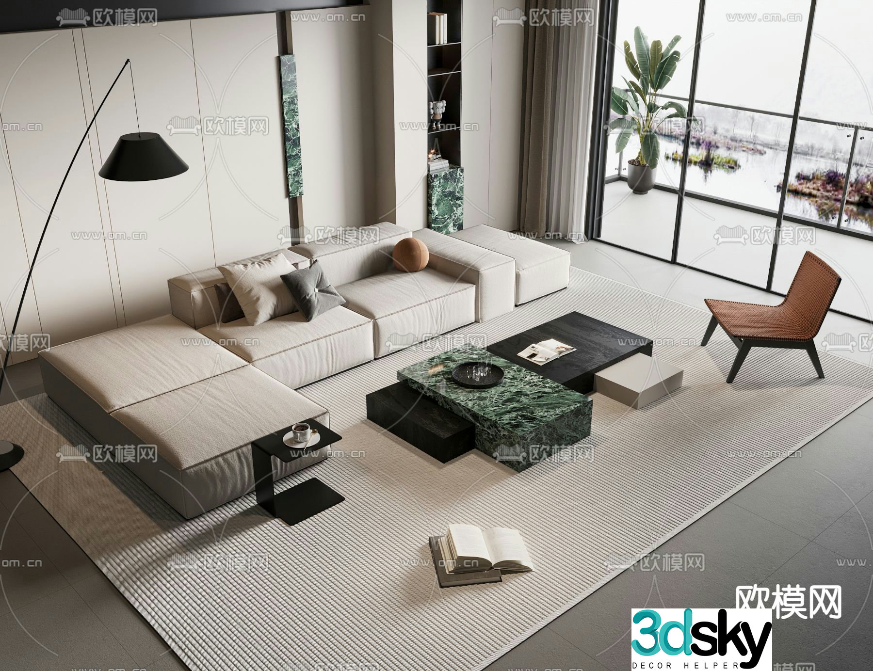 Modern sectional sofa 3d model