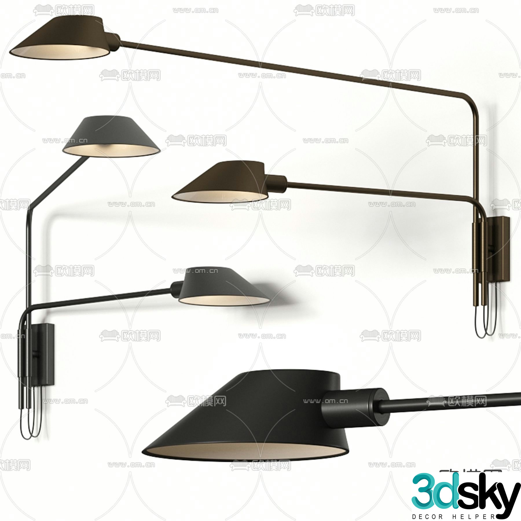 Swing arm wall light 3d model