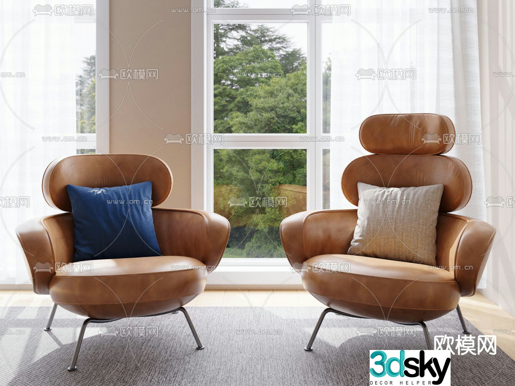 Medieval style sofa leather sofa leisure sofa 3d model
