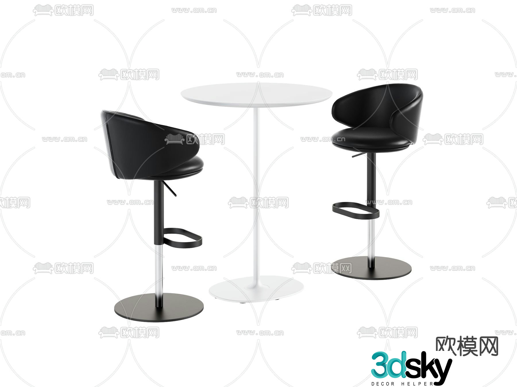 Leather bar stool bar stool high stool 3d model