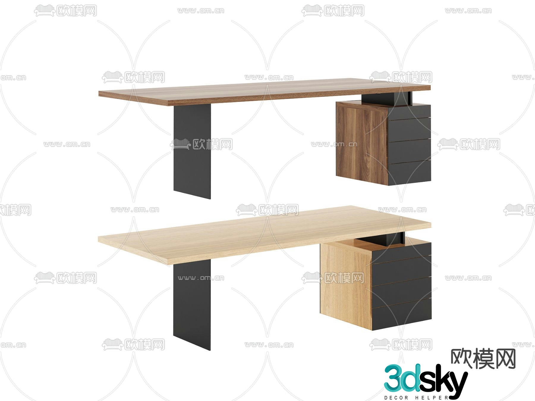 Modern office desk desk 3d model