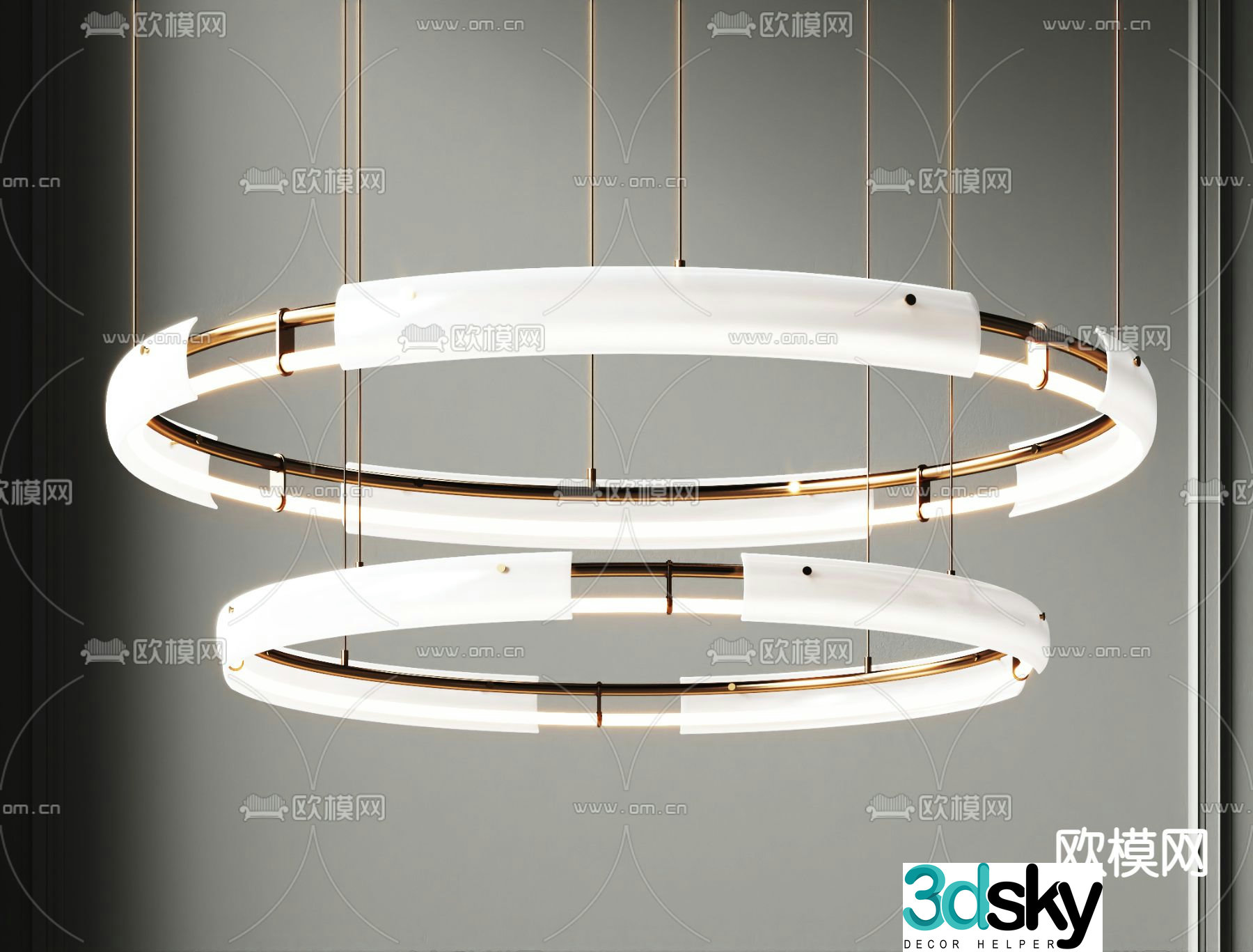 Light luxury chandelier ring chandelier 3d model