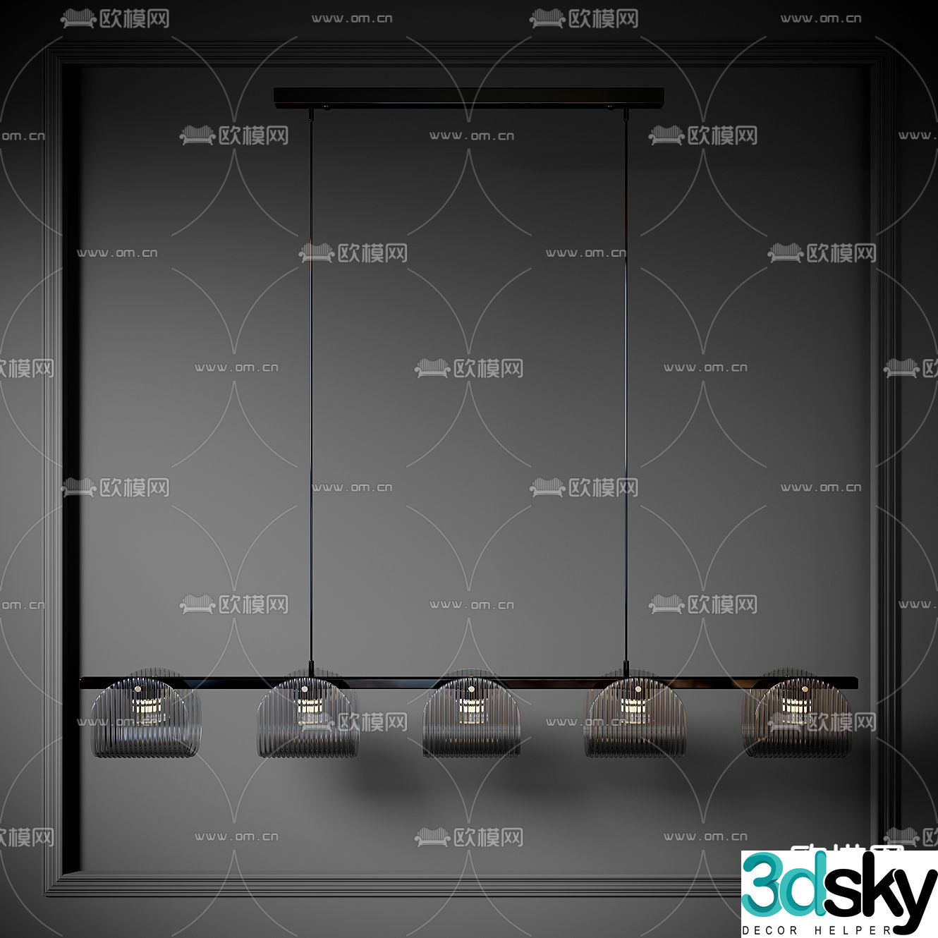Glass Chandelier Restaurant Chandelier 3D Model