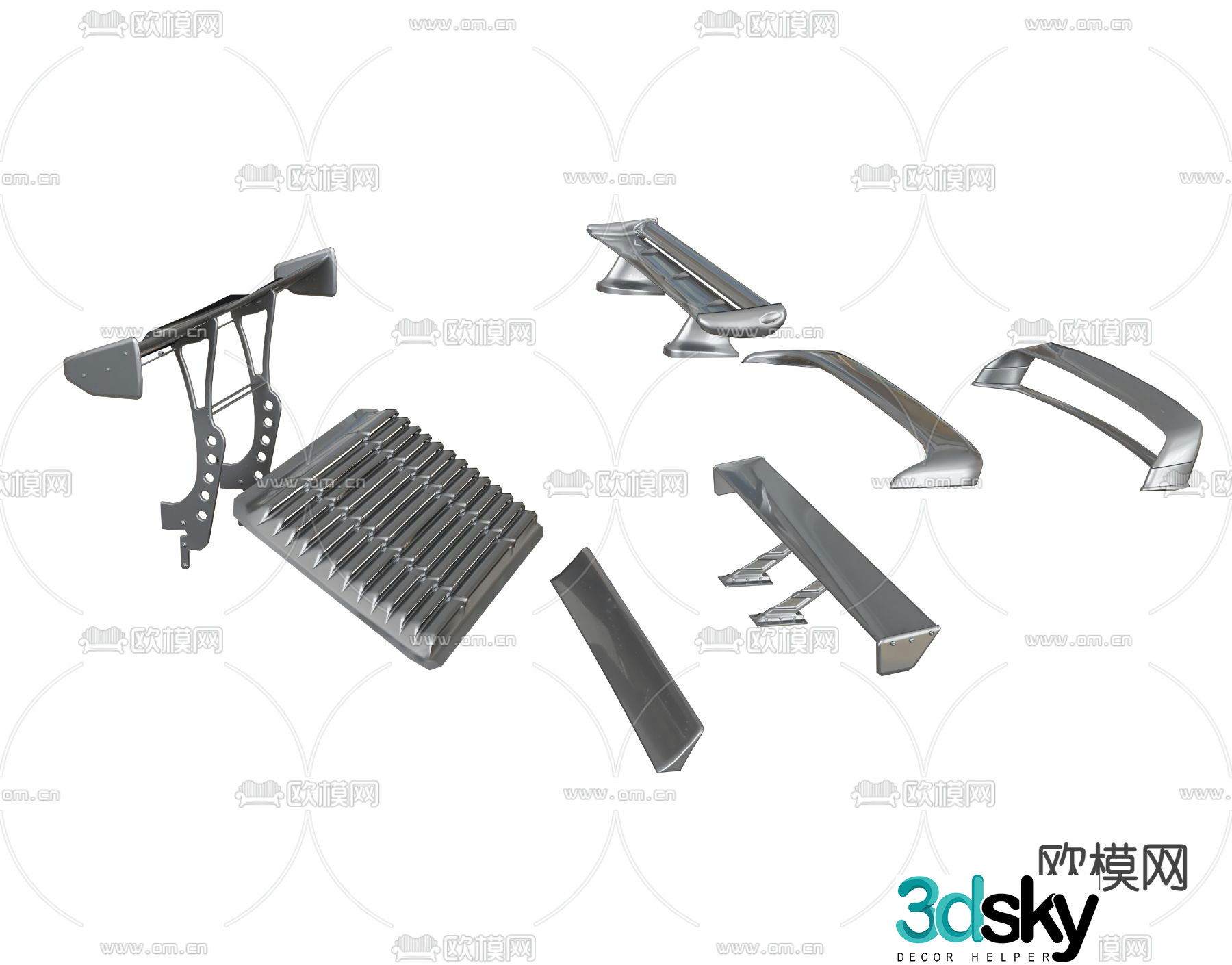 Auto parts racing rear wing large rear wing aerodynamics 3d model