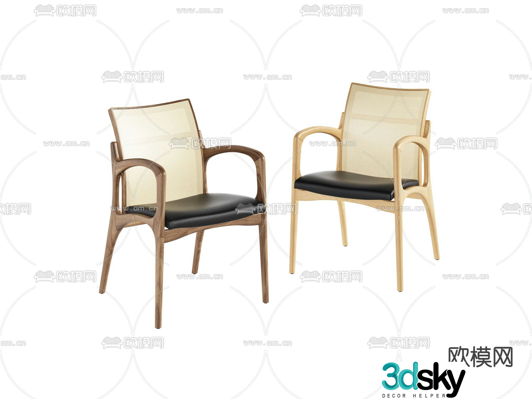 Rattan chair dining chair 3d model