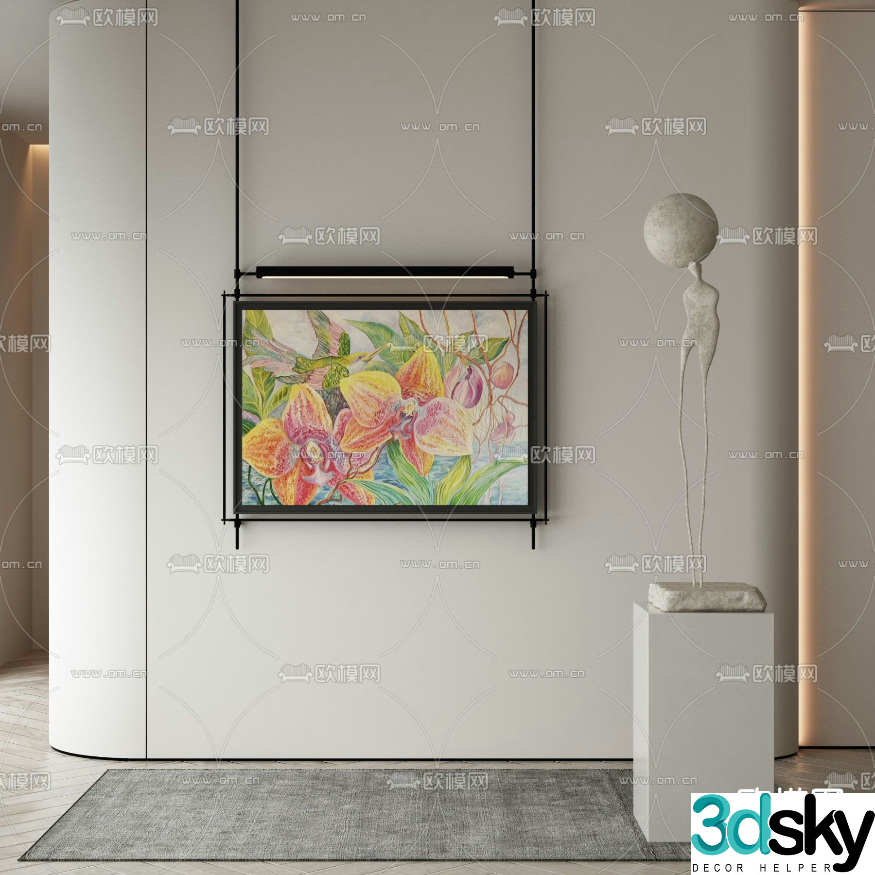Wasabi style oil painting flower painting decorative painting 3d model