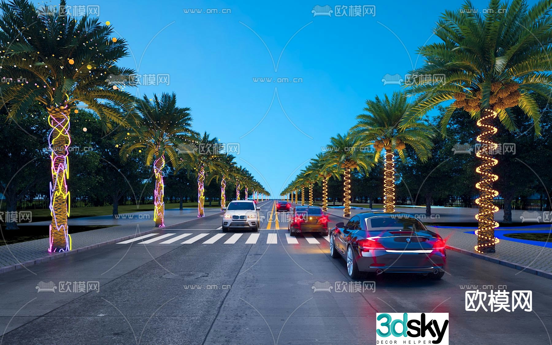Road night scene Road night scene 3d model